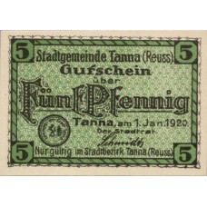 Tanna Stadt, 1x5pf, 1x10pf, 1x50pf, Set of 3 Notes, T3.6a