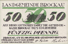 Brockau Gemeinde, 1x50pf, Set of 1 Note, 189.1b/189.2b