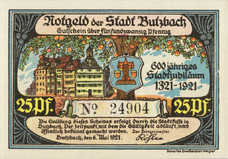Butzbach Stadt, 1x25pf, 7x50pf, Set of 8 Notes, 212.1a