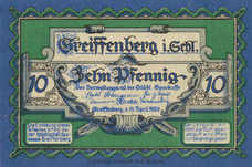 Greiffenberg Stadtsparkasse, 1x10pf, 1x25pf, 1x50pf, Set of 3 Notes, 470.1