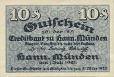 Hann. Münden Creditbank e.G.m.b.H., 1x10pf, 1x25pf, 1x50pf, Set of 3 Notes, 577.1a