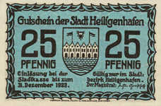 Heiligenhafen Stadt, 1x25pf, 1x50pf, 1x75pf, Set of 3 Notes, 592.1