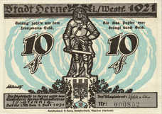 Herne Stadt, 1x10pf, 1x25pf, Set of 2 Notes, 602.3a