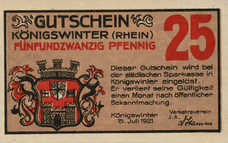 Königswinter Verkehrsverein, 1x25pf, 1x50pf, 1x75pf, Set of 3 Notes, 731.1
