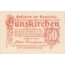 Gunskirchen O.Ö. Gemeinde, 1x10h, 1x20h, 1x50h, Set of 3 Notes, FS 309Ia