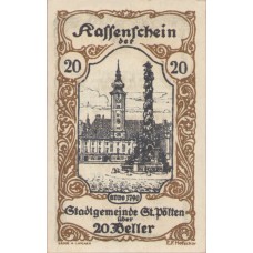 St. Pölten N.Ö. Stadtgemeinde, 1x10h, 1x20h, 1x50h, Set of 3 Notes, FS 927III