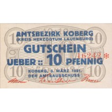 Koberg Amtsbezirk, 1x10pf, 1x20pf, 1x25pf, 1x50pf, Set of 4 Notes, 713.1a