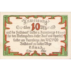 Lutter am Barenberge Volksbank e.G.m.b.H., 1x10pf, 1x25pf, 1x50pf, Set of 3 Notes, 847.1