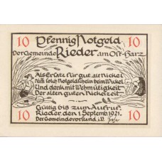 Rieder a. Ostharz Gemeinde, 1x10pf, 1x25pf, 1x50pf, 1x75pf, Set of 4 Notes, 1122.1b