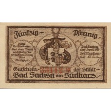 Sachsa, Bad Stadt, 1x50pf, Set of 1 Note, 1157.1